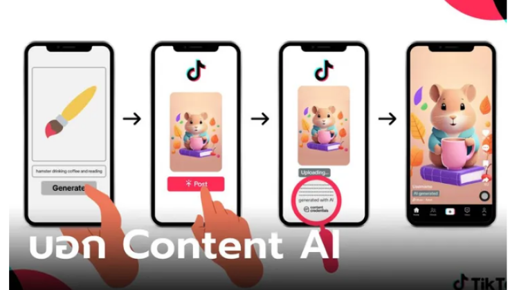 แอพ TikTok  เพิ่มป้ายบอก คอนเทนต์นี้สร้างด้วย AI